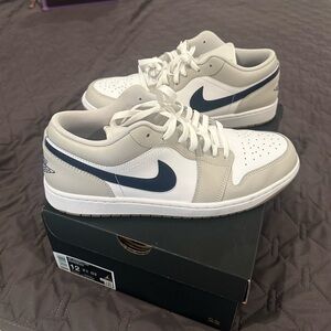 Jordan Air 1 Low in White and Navy-Size 12